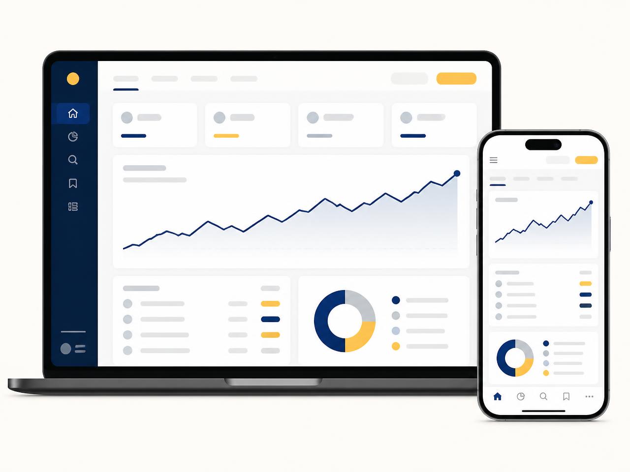Illustrative mock-up of the Finspurt research and portfolio monitoring interface using placeholder information
